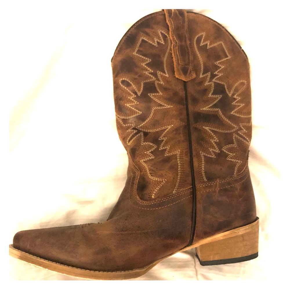 AUTHENTIC LEATHER WESTERN BOOT size 4.5